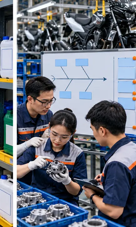 Nhóm chất lượng phân tích một linh kiện và theo dõi hành động 8D; hình minh họa