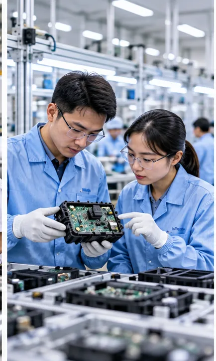 Kỹ sư chất lượng kiểm tra cụm điều khiển điện tử ô tô